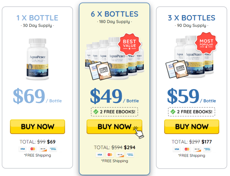 AquaPeace bundle promotion showing multiple package options and savings